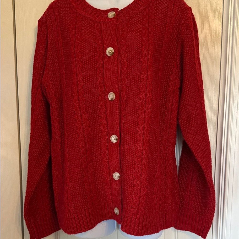 Elegant Red Button-Up Cardigan